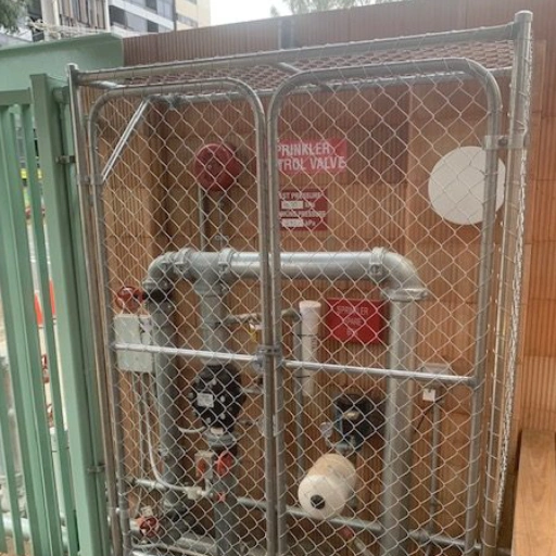 Equipment behind fence Equipment behind fence