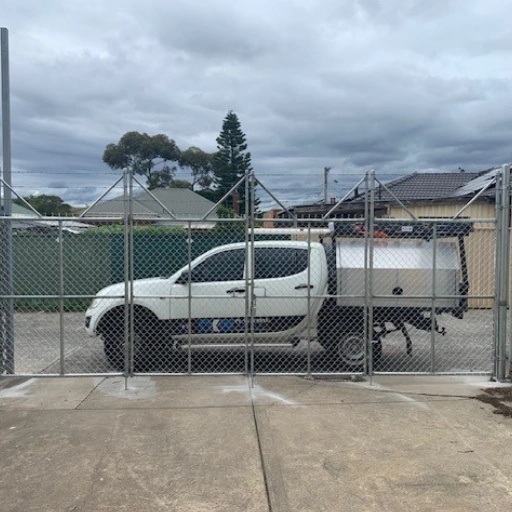 Truck front of gate Truck front of gate